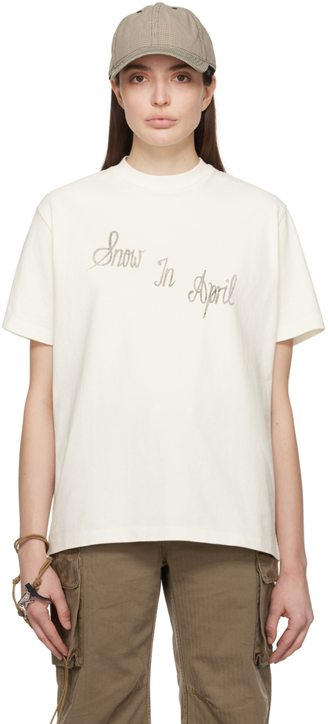【関税込み】OUR LEGACY ホワイト  In April Tシャツ OUR LEGACY: ホワイト Snow In April Tシャツ | SSENSE 日本