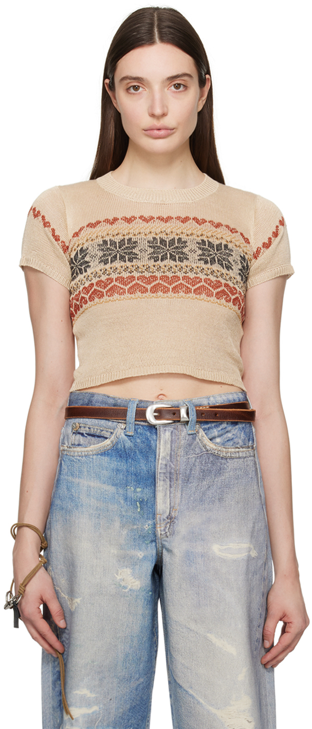 Our Legacy: Beige Cropped T-Shirt