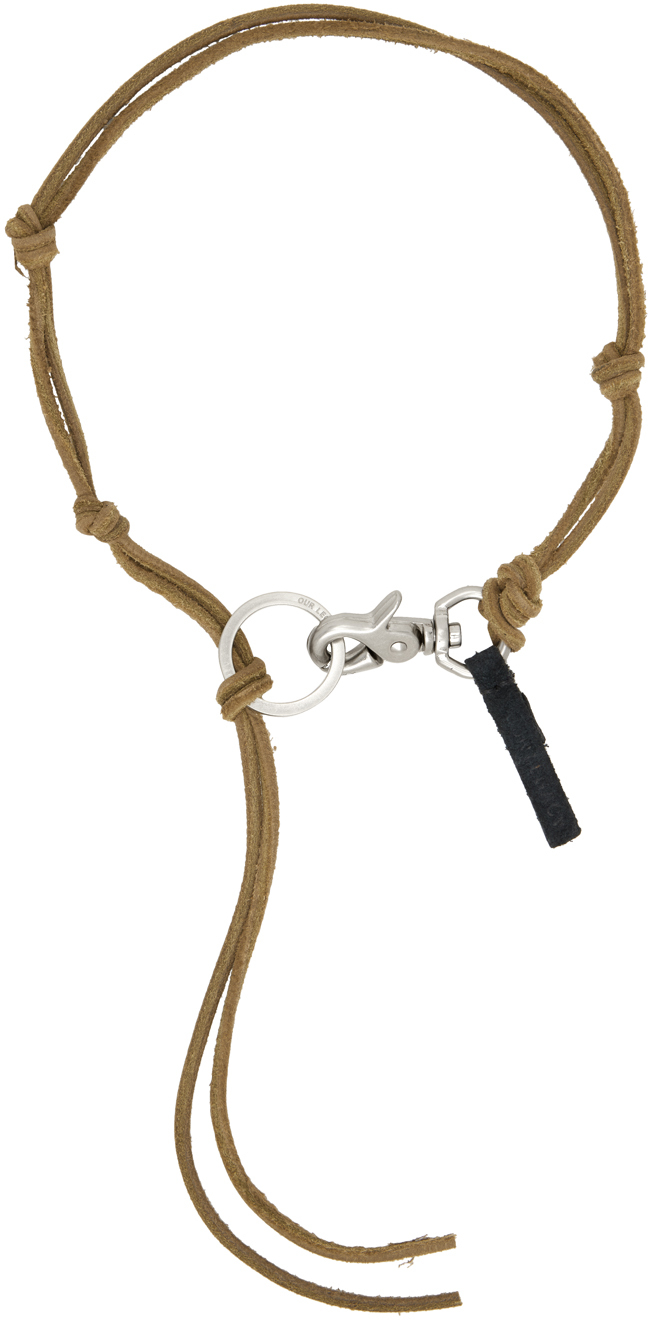Shop Our Legacy Khaki Ladon Necklace In Olive Leather
