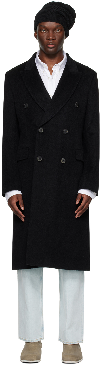 Our Legacy Whale Double-breasted Mohair-blend Coat In Black Hairy Wool