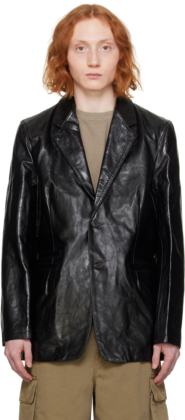 Black Opening Leather Jacket