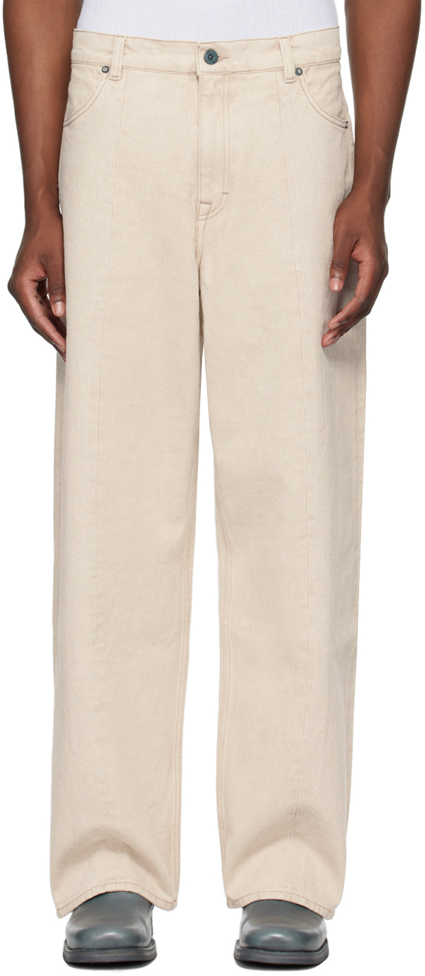 Shop Our Legacy Beige Fatigue Cut Jeans In Ghost Attic Wash Den