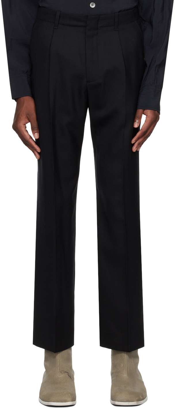 Shop Our Legacy Black Borrowed Chino Trousers In Black Panama Wool