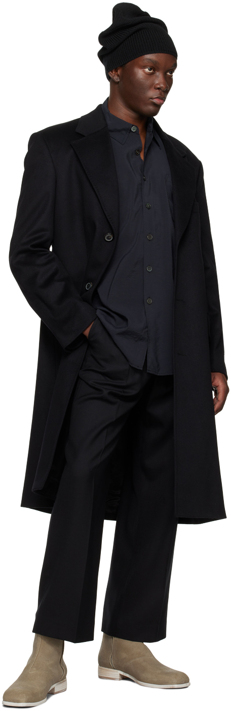 Our Legacy Shirt With Button-down Collar And Chest Pocket In Black Liquid Viscose