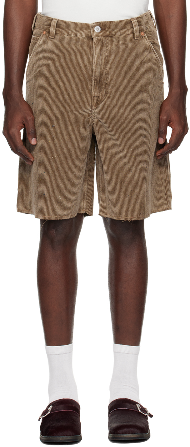 Shop Our Legacy Brown Joiner Shorts In Brown Enzyme Splatte