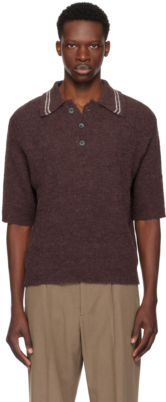 Shop Our Legacy Burgundy Traditional Polo In Euro Eggplant Fuzzy