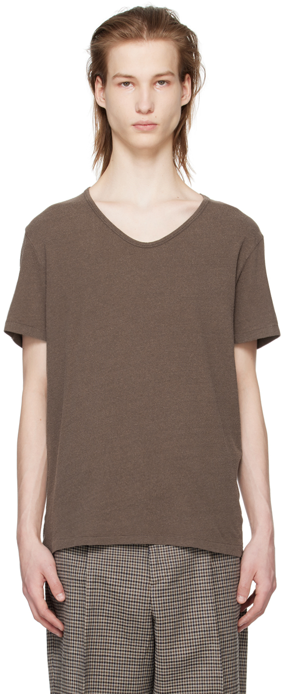 Shop Our Legacy Brown Washed T-shirt In Washed Charcoal Cott