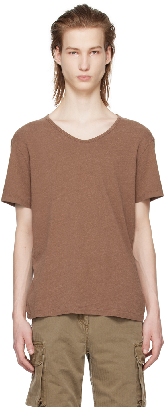 Shop Our Legacy Brown Washed T-shirt In Fudge Cotton Silk