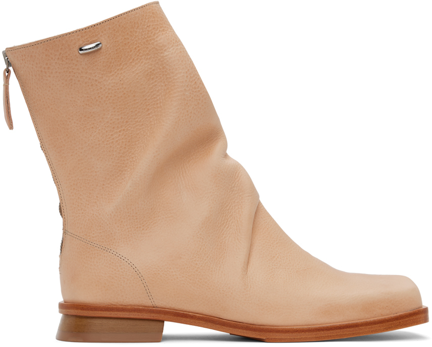 Shop Our Legacy Beige Blunt Boots In Natural Tan Leather