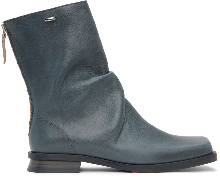 Shop Our Legacy Blue Blunt Boots In Deep Sky Leather