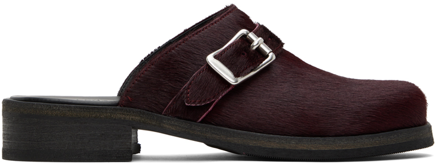 Shop Our Legacy Burgundy Camion Mules In Bordeaux Hair On Hid