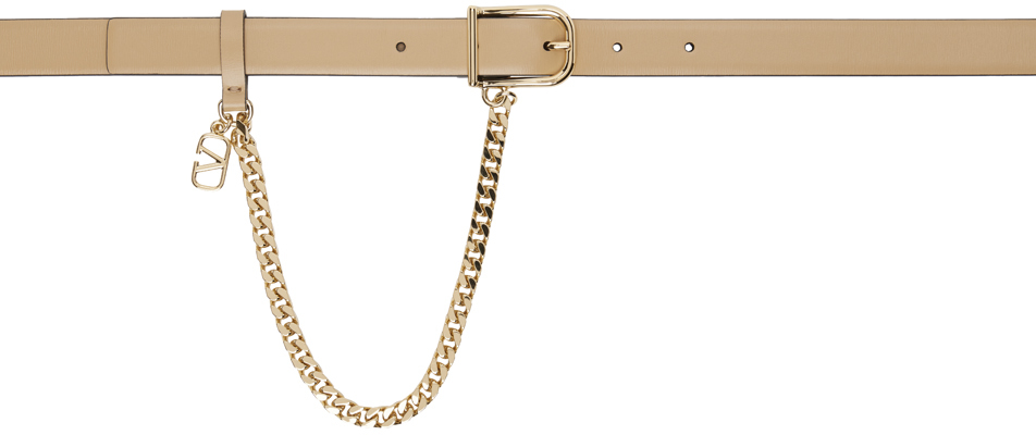 Beige VLogo Signature Belt