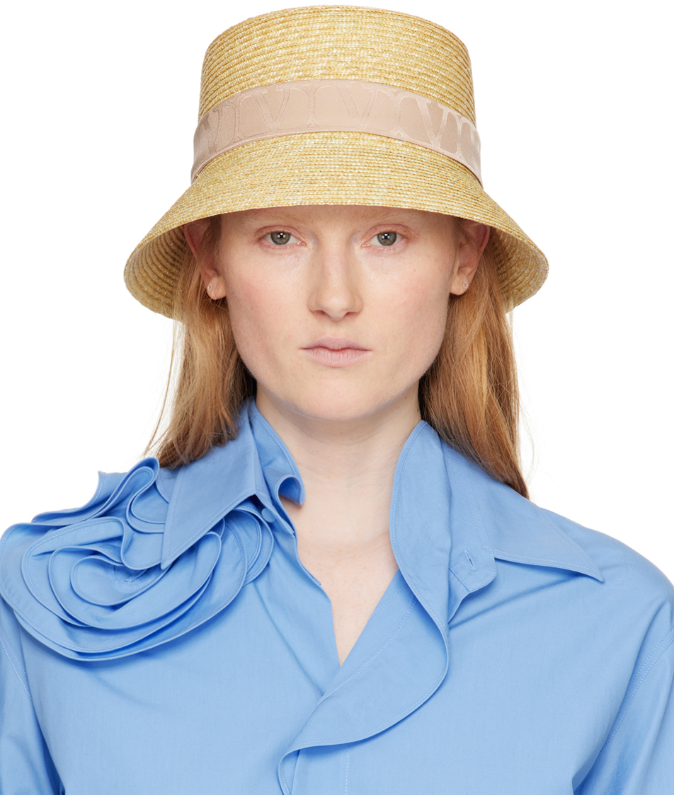 Shop Valentino Beige Iconographe Twilly Bucket Hat In Zyy Naturale/poudre