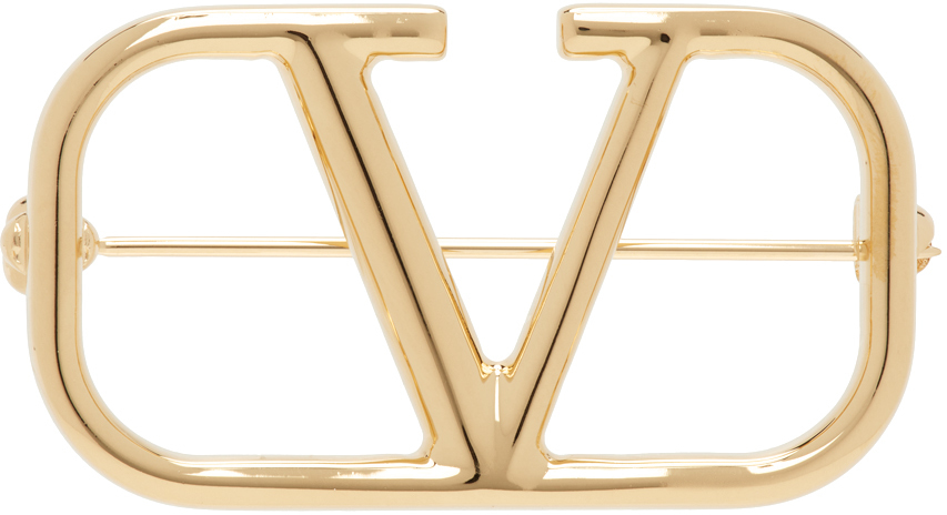 Valentino Garavani Gold Vlogo Signature Brooch In Cs4 Oro 18