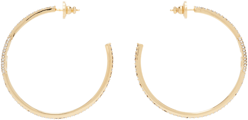 Valentino Garavani Gold Vlogo Signature Earrings In Mh5 Oro 18/crystal