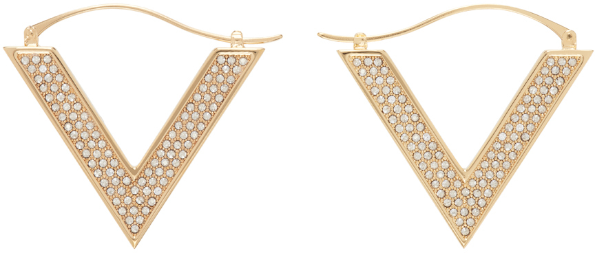 Valentino Garavani Gold V Detail Earrings In Mh5 Oro 18/crystal