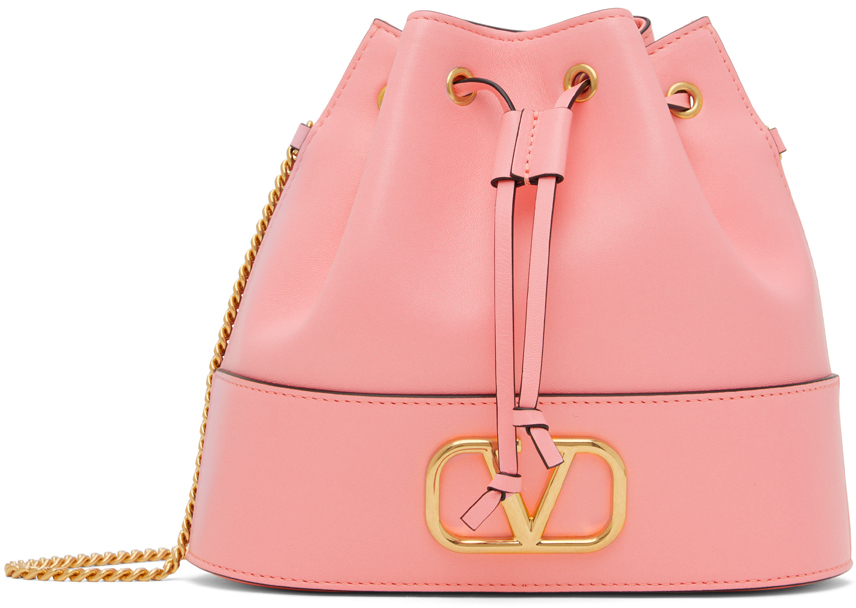 Valentino Garavani Pink Mini Vlogo Signature Bucket Bag In Zqq Bubble