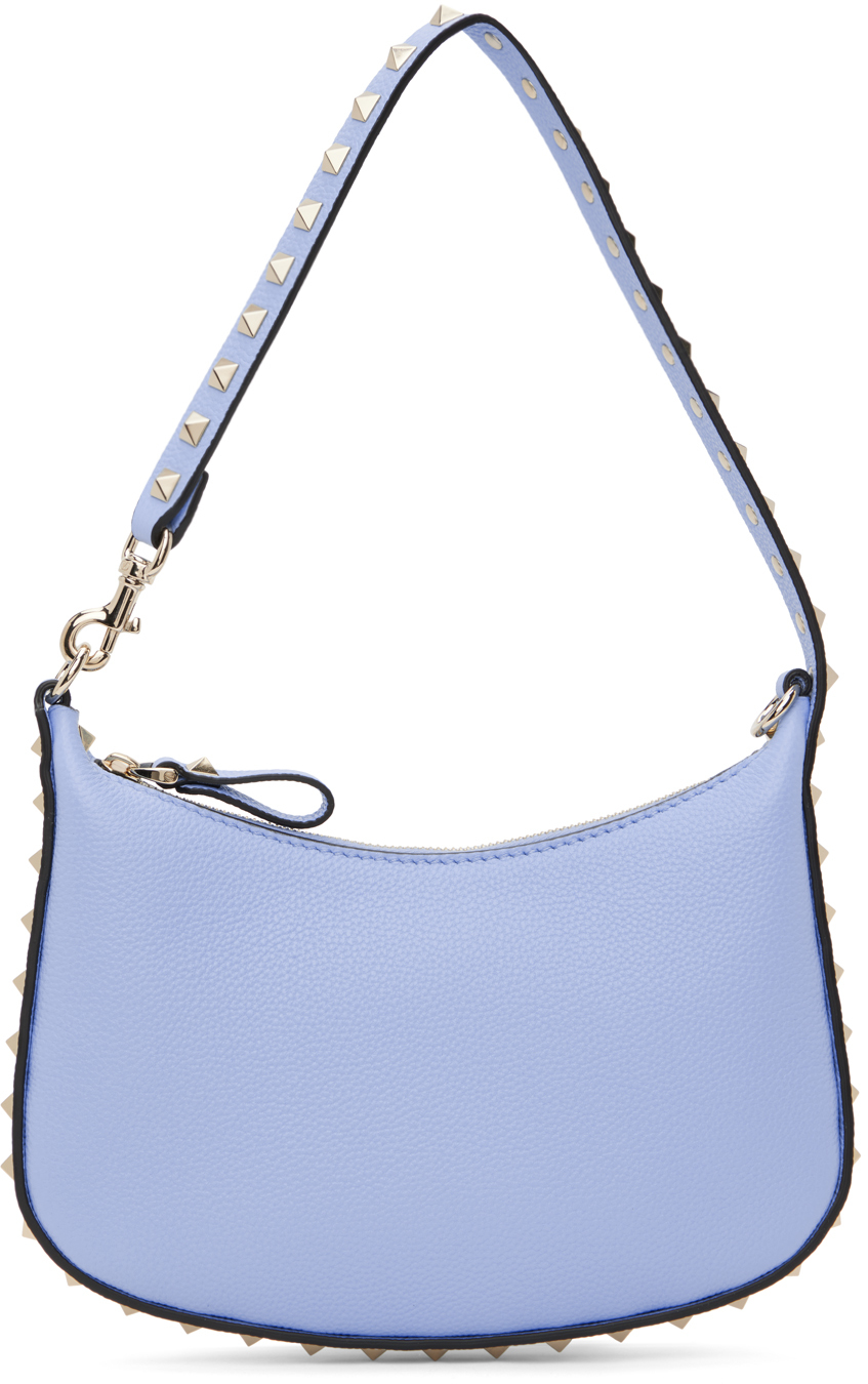 Valentino Garavani Blue Mini Rockstud Shoulder Bag In Zqw Popeline Blue