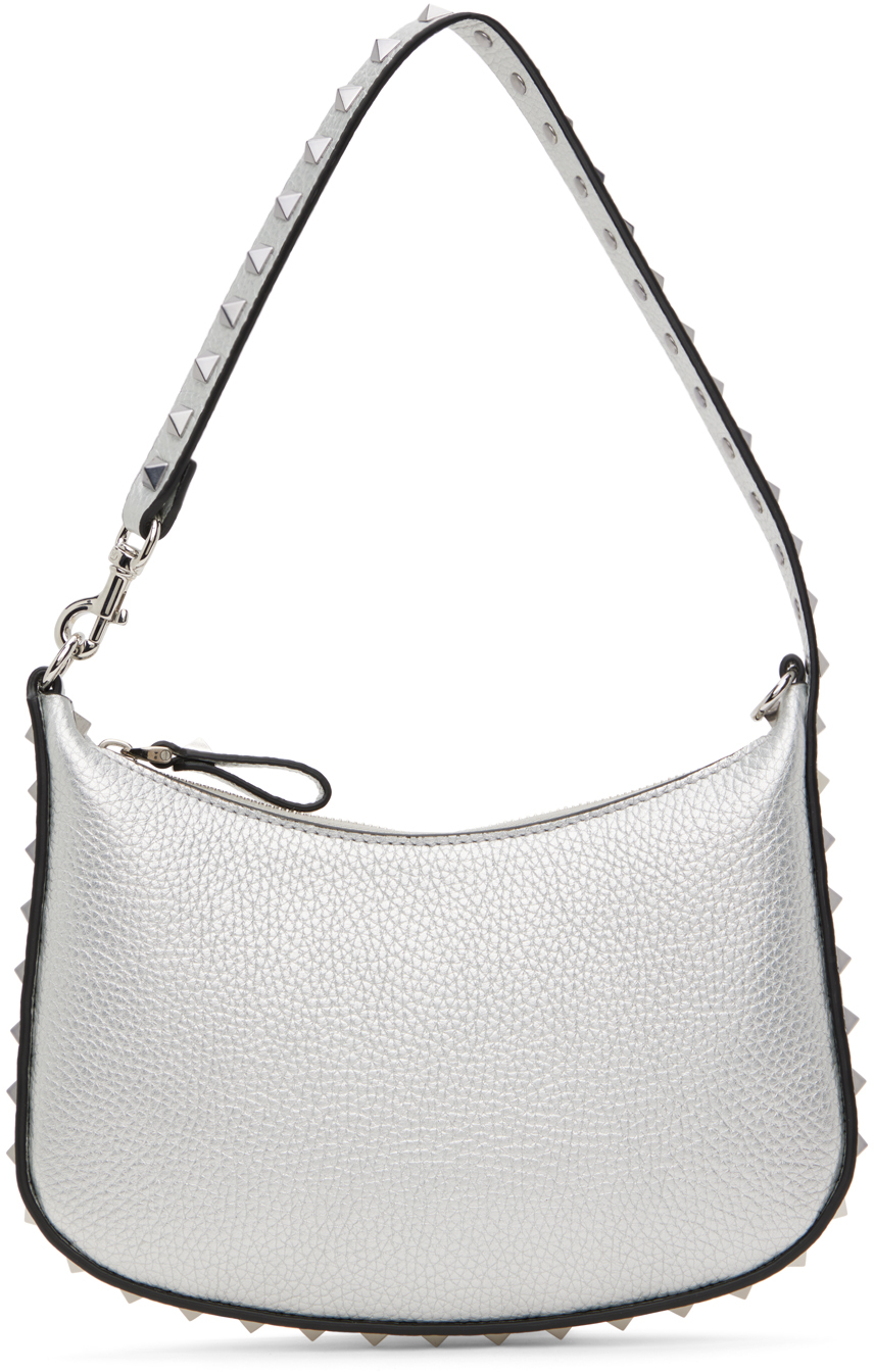 Shop Valentino Silver Mini Rockstud Shoulder Bag In S13 Silver