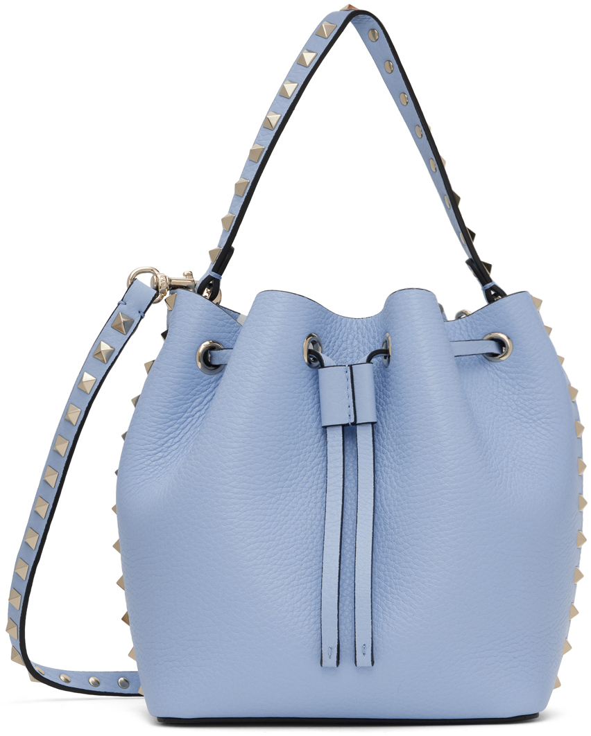 Valentino Garavani: Blue Rockstud Bucket Bag | SSENSE UK