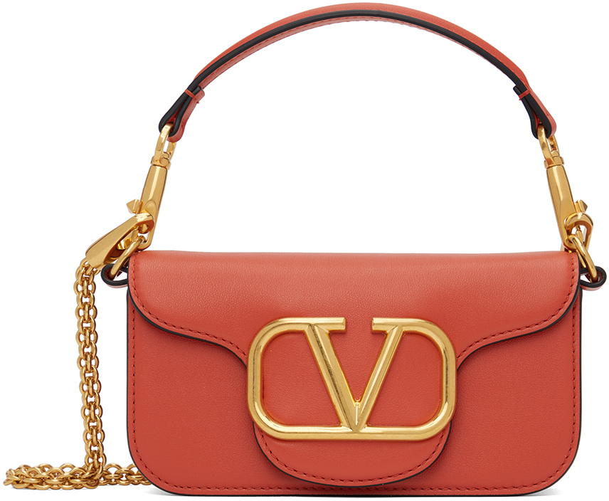 Shop Valentino Orange Locò Small Calfskin Bag In Kt7 Amber