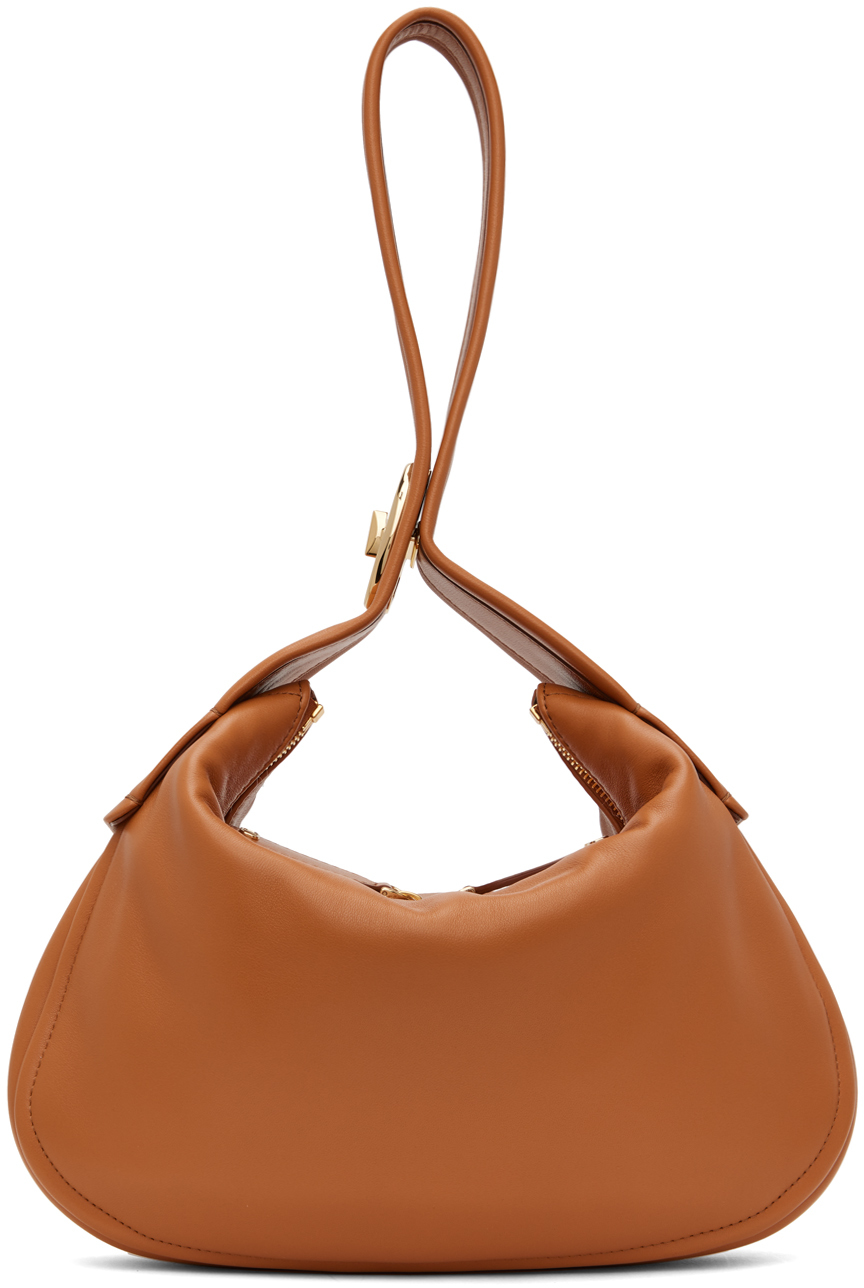Valentino Garavani Tan Small Crescent Bag In Kel Almond Beige