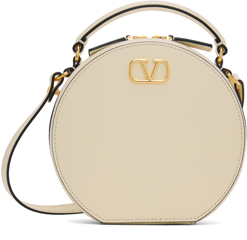 Shop Valentino Off-white Vlogo Signature Calfskin Mini Shoulder Bag In 098 Ivory