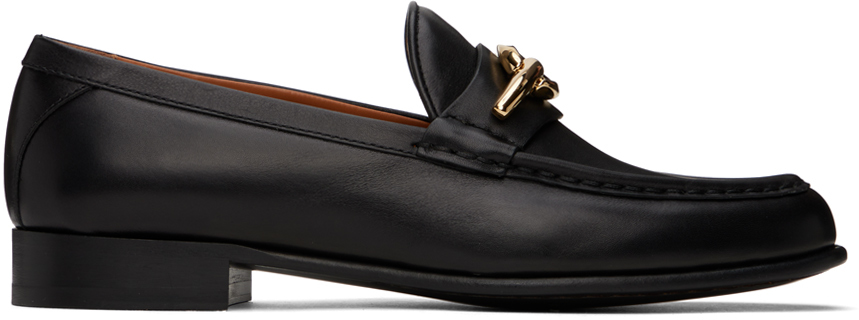 Shop Valentino Black Vlogo Signature Calfskin Loafers In 0no Nero