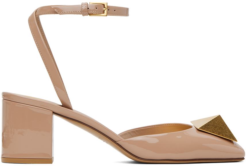 Pink One Stud Patent Leather Heels by Valentino Garavani on Sale