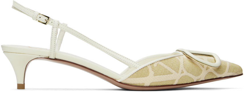 Shop Valentino Beige Vlogo Signature 40 Heels In Yt3 Naturale/ivory