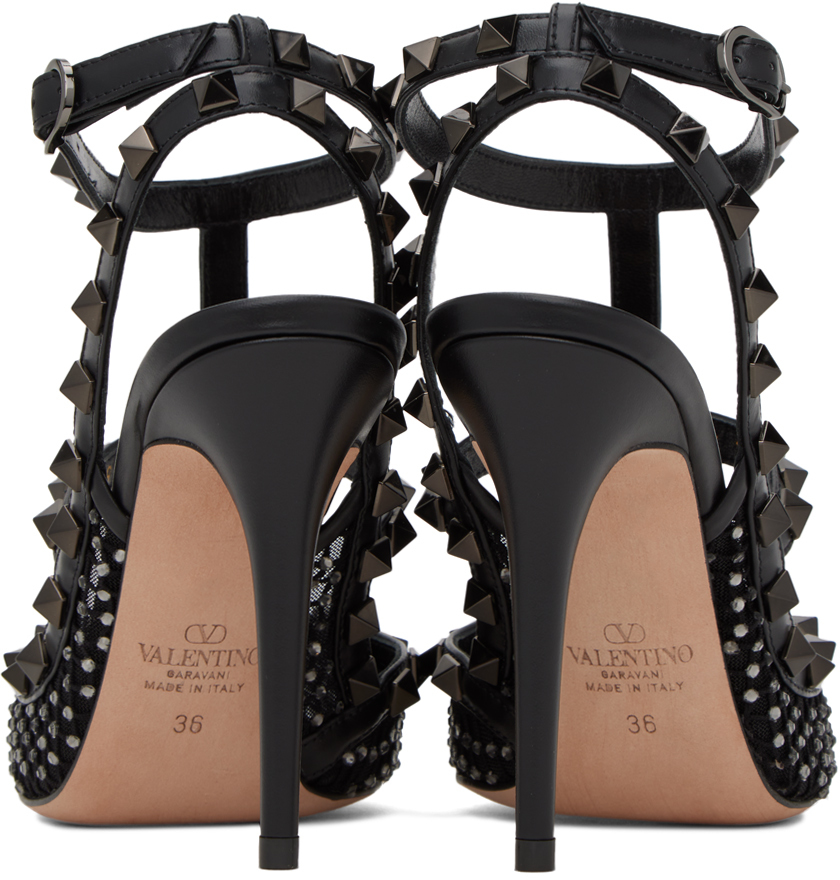 Shop Valentino Black Rockstud Heels In Dq8 Black Diamond