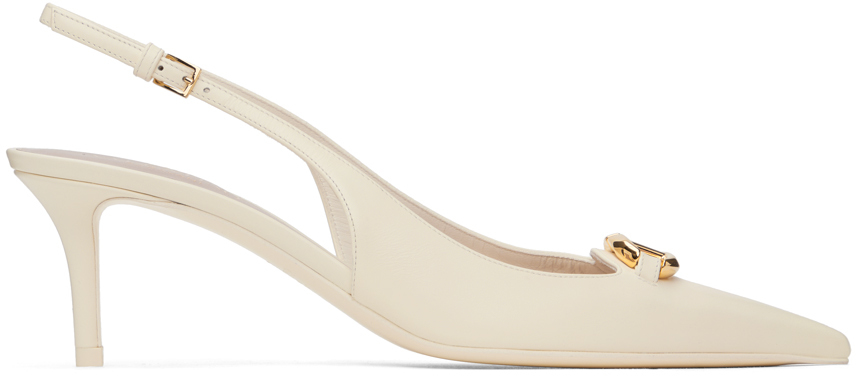 Shop Valentino Off-white 'the Bold Edition' Vlogo Heels In 098 Ivory