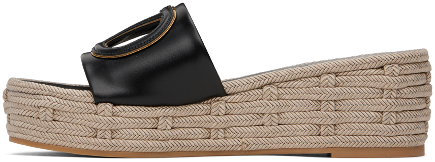 Valentino Open-toed Platform Slippers In Fv0 Nero/antique