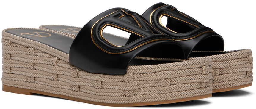 Valentino Open-toed Platform Slippers In Fv0 Nero/antique