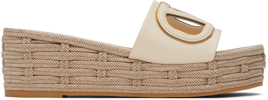 Valentino Garavani Off-white Vlogo Cutout Sandals In B24 Light Ivory/ant