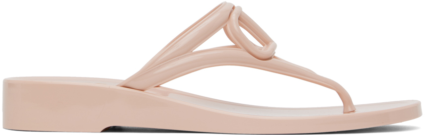 Valentino Garavani Pink Vlogo Signature Rubber Thong Sandals In 16q Rose Quartz