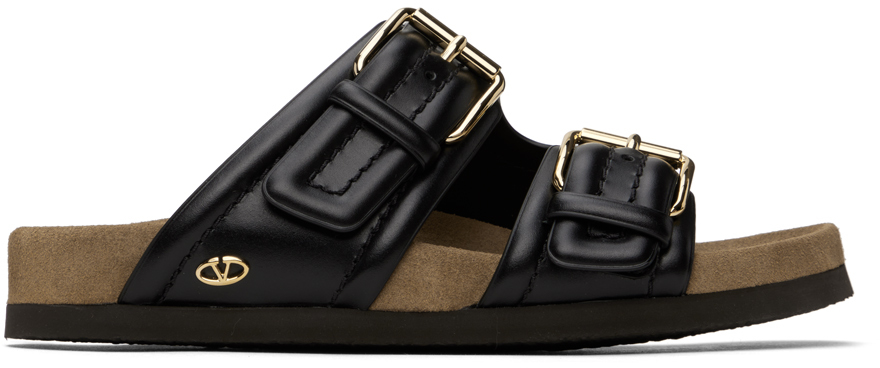 Shop Valentino Black Fussfriend Sandals In Yvn Nero/sigaro