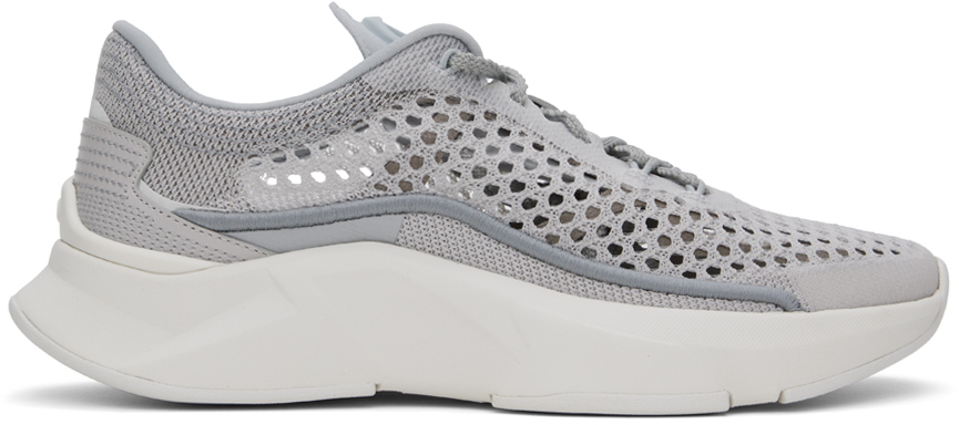 Shop Valentino Gray Mesh Sneakers In Zm6 Soft Grey/silver