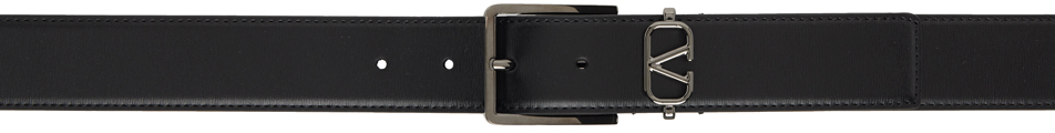 Shop Valentino Black Mini Vlogo Signature Belt In Nero