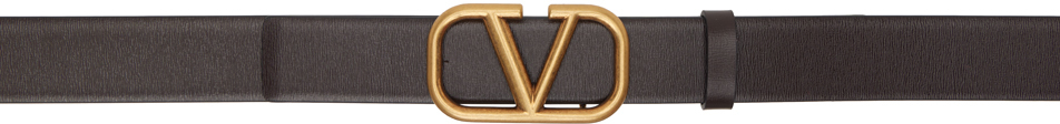 Shop Valentino Brown Vlogo Signature Belt In Bitter Chocolate