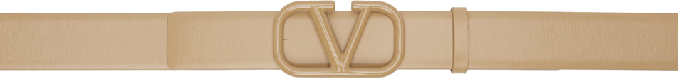 Shop Valentino Beige Vlogo Signature 30mm Belt In Cappuccino