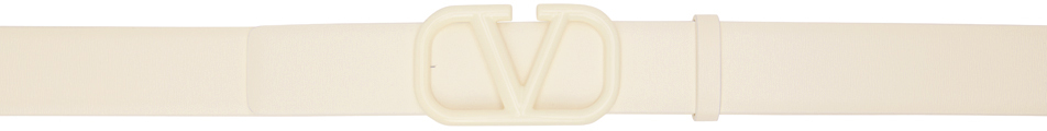 Shop Valentino Off-white Vlogo Signature 30mm Belt In Ivory