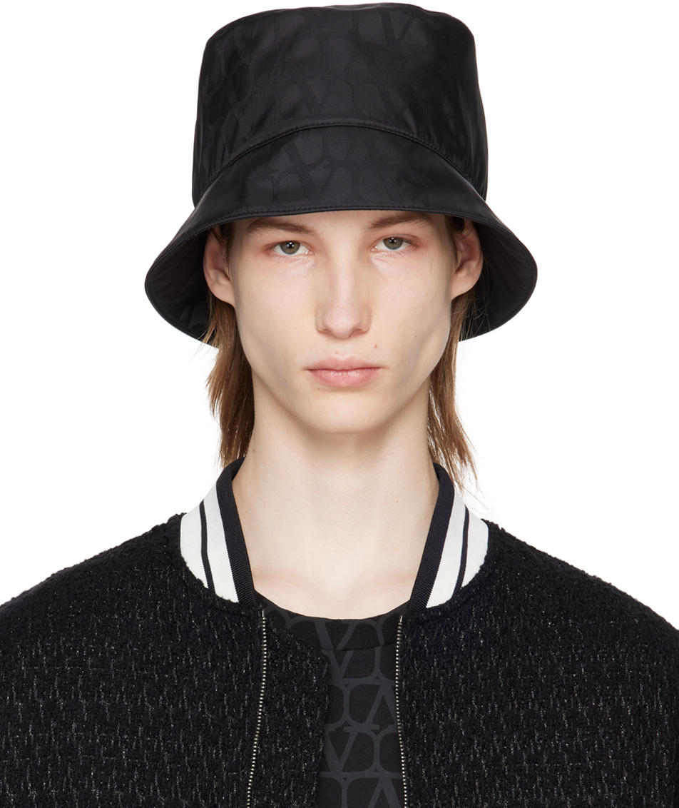 Shop Valentino Black Toile Iconographe Reversible Bucket Hat In Nero