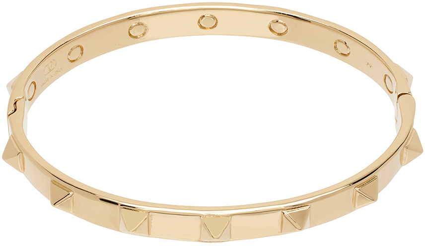 Valentino Garavani Gold Rockstud Bangle Bracelet In Oro 18