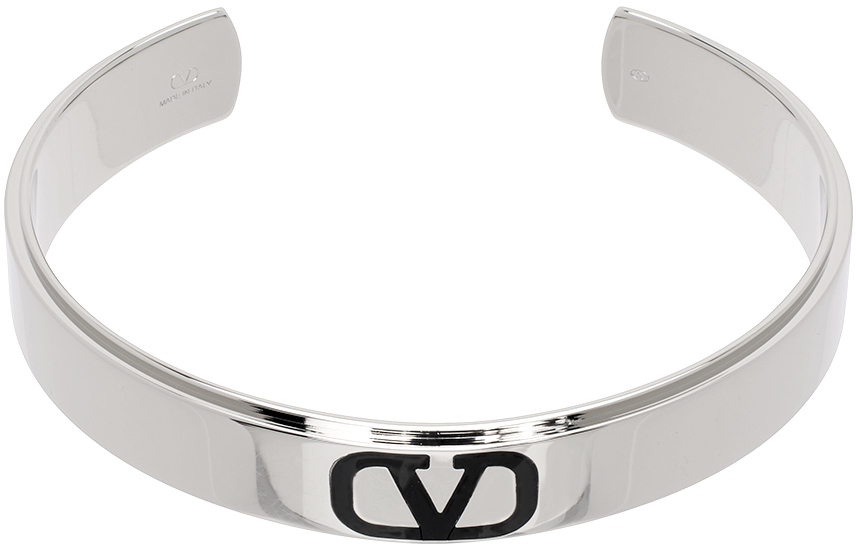 Silver & Black VLogo Signature Cuff Bracelet