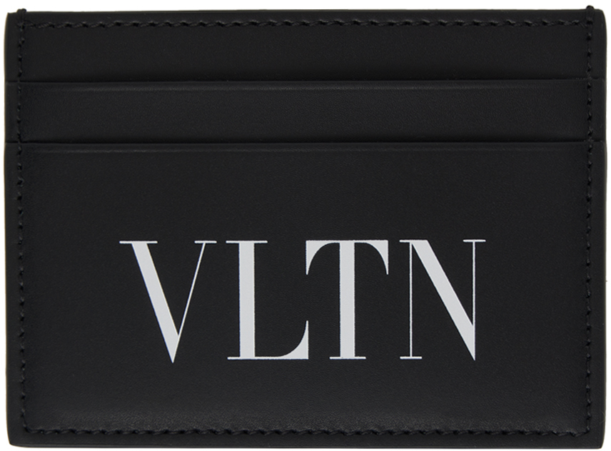 Shop Valentino Black 'vltn' Card Holder In Nero/bianco