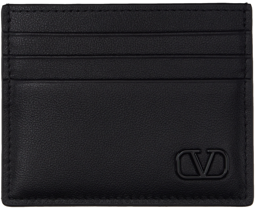 Valentino Garavani Black Mini Vlogo Signature Card Holder In Nero