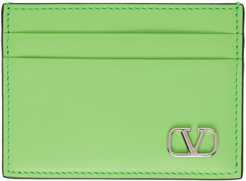 Valentino Garavani Green Vlogo Signature Card Holder In Ice Mint