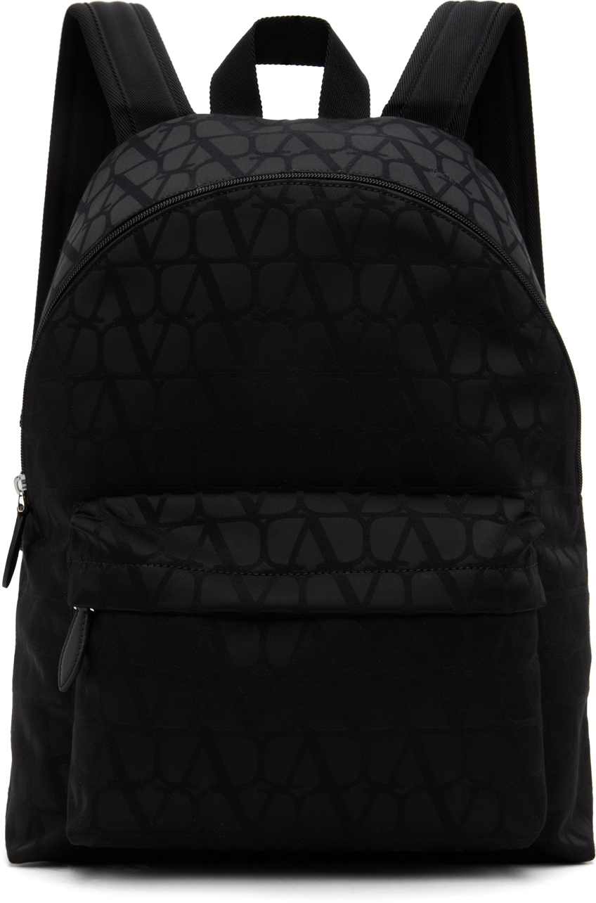 Valentino Garavani Black Toile Iconographe Backpack In Nero
