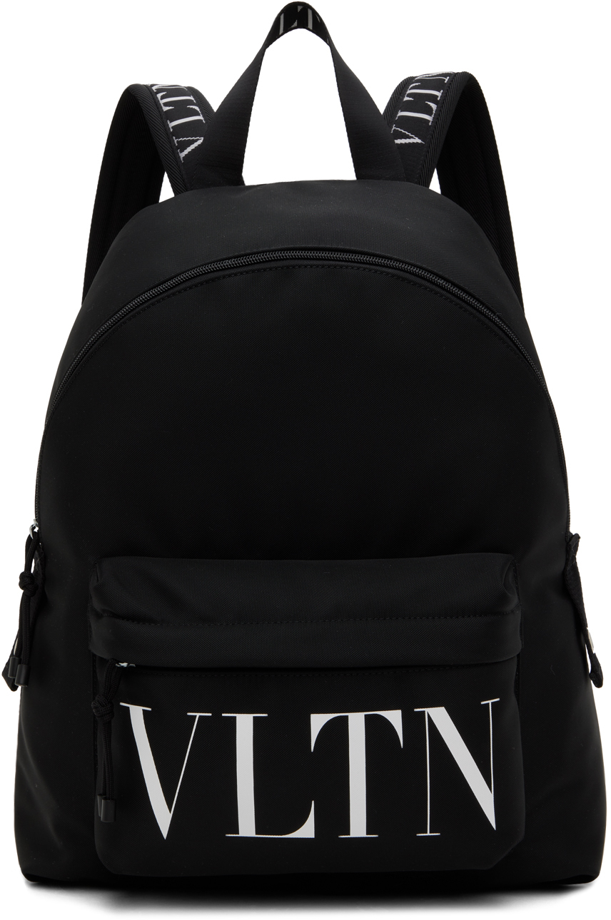 Black 'VLTN' Nylon Backpack